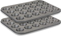 husMait Mini Muffin Pan 24 cup, Set of 2 - Non-Stick Carbon Steel Mini Cupcake Pan Multipack - Heavy Duty 48 Cavity Metal Baking Tray, Warp-Resistant, PFOA Free