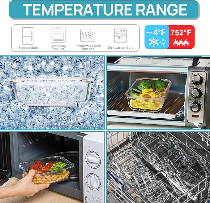 Vtopmart 8 Pack Glass Food Storage Containers with Airtight Lids