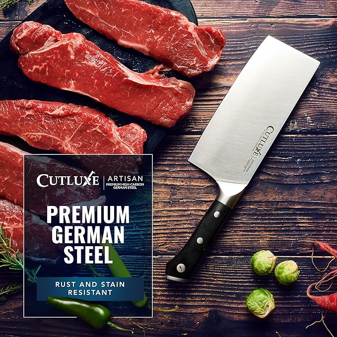 Cutluxe Cleaver Knife, 7" Meat Cleaver Butcher Knife for Meat Cutting