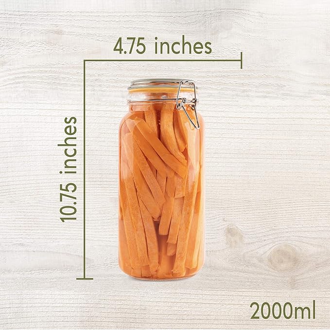 Galashield Glass Jars with Airtight Lids 67 oz [Set of 2]