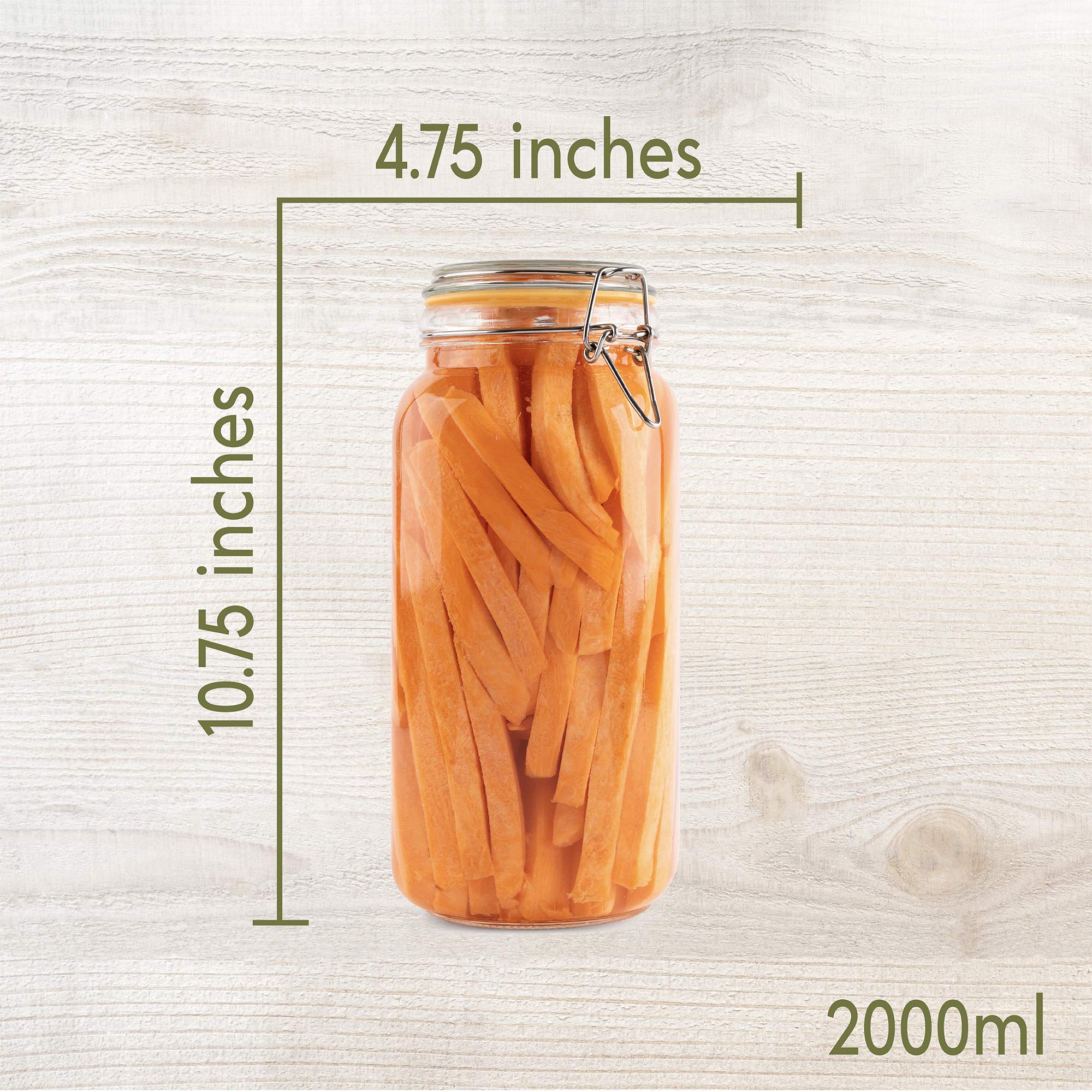 Galashield Glass Jars with Airtight Lids 67 oz [Set of 2]