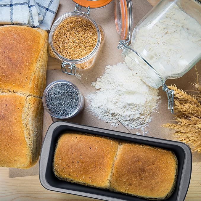 Patelai 4 Pack Small Loaf Pans for Baking Bread Non Stick Bread Pan Rectangle Baking Tray Toast Mold(Black,7.32 x 3.78 Inch)
