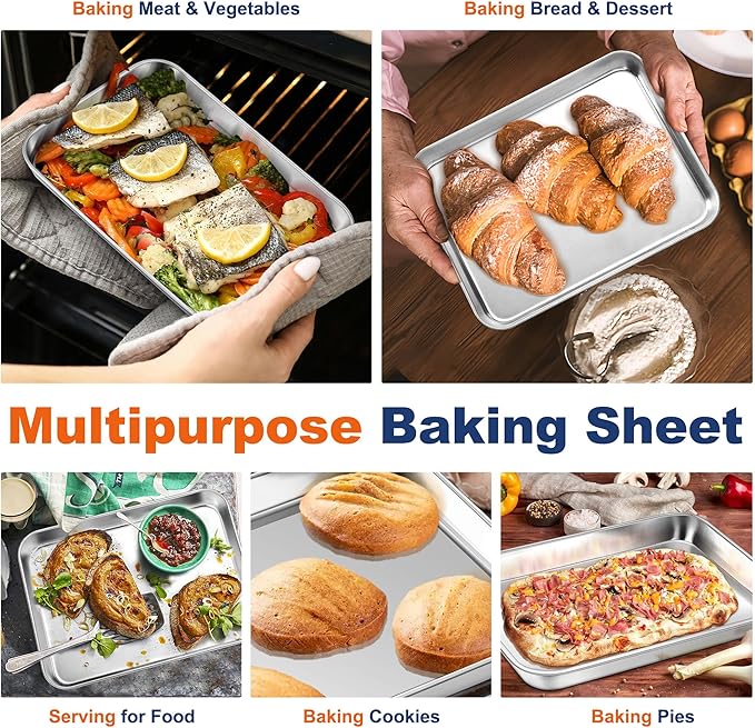 P&P CHEF Baking Sheet Pan, Stainless Steel Cookie Sheet, 10.5 Inch & 1 Pc