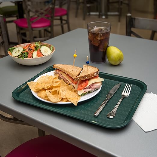 Carlisle FoodService Products Café Cafeteria Tray, Fast Food Tray for Restaurant or Commercial Use, 12" x 16", 24 Count, Forest Green