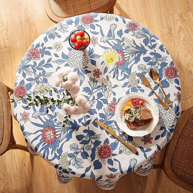 patdrea Vintage French Linen Tablecloth,Round,Diameter 67"-Ivar A