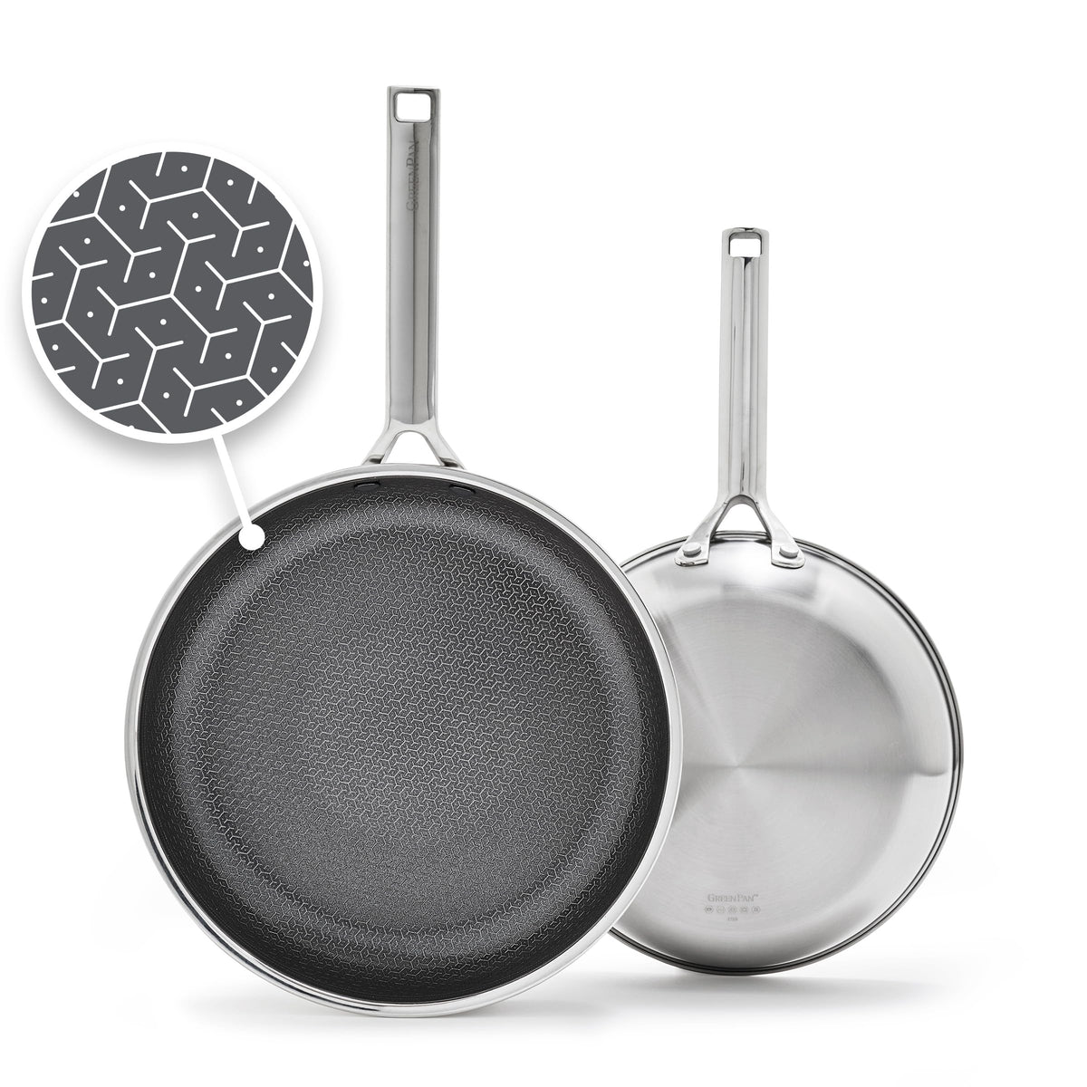 GreenPan Hybrid 2 Piece (9.5" & 11") Stainless Steel & Ceramic Skillet Set