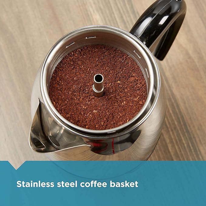 Farberware 12-Cup Stainless Steel Coffee Percolator, Automatic Keep Warm