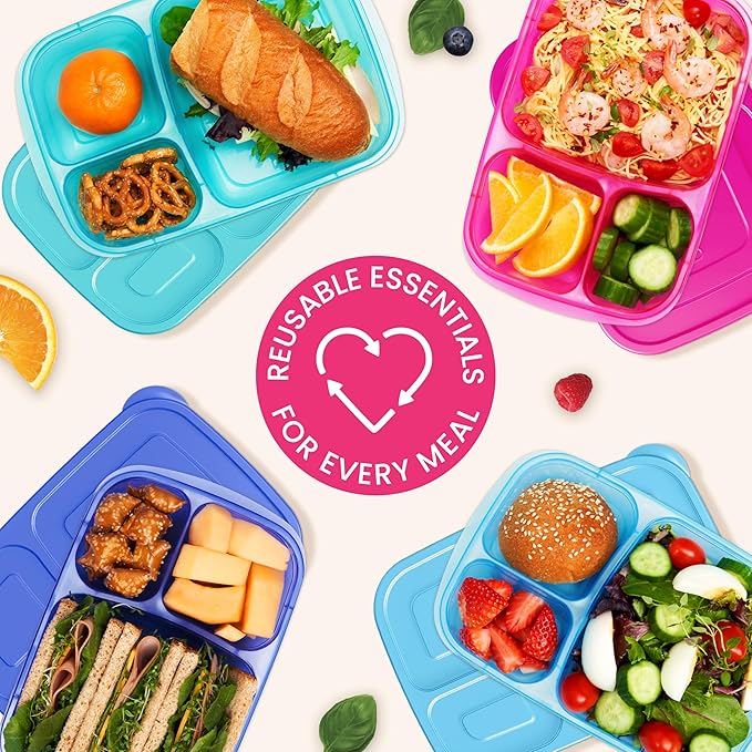 Bentgo Reusable, BPA-Free, Microwave, Dishwasher & Freezer-Safe, Custom-Fit Lids, Lightweight (Jewel Brights)