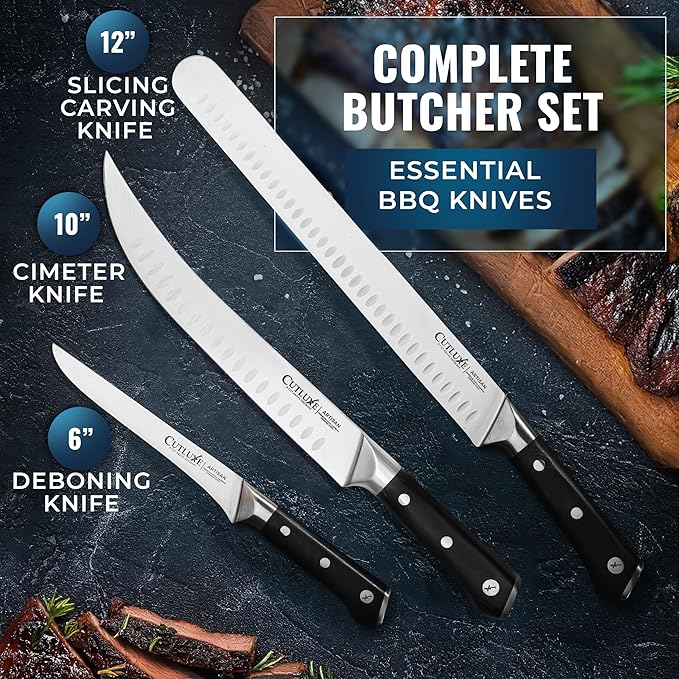 Cutluxe Butcher Knife Set, Brisket, Breaking & Boning Knife for Meat