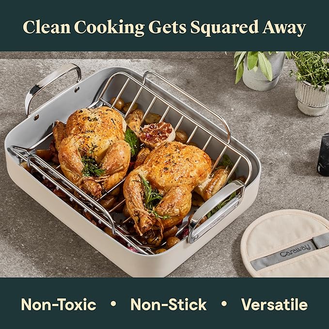 Caraway Roasting Pan, 16x13" Roasting Pan with Rack