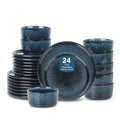 Stone Lain Eden 24-Piece Dinnerware Set Stoneware, Plates and Bowls Set, Dishwasher and Microwave Safe Dish, Dish Set for 8, Dark Blue