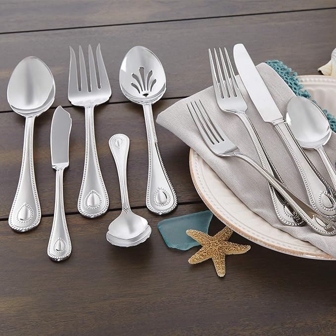 Lenox French Perle 65-Piece 18/10 Silverware Set for 12, Flatware