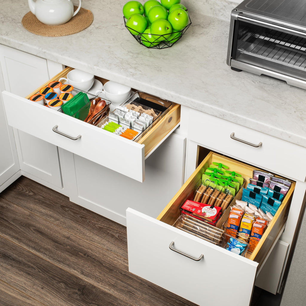 ClearSpace Plastic Pantry Organization and Storage Bins with Removable Dividers – XL Perfect Kitchen / Refrigerator/ Cabinet Organizers, 2 Pack