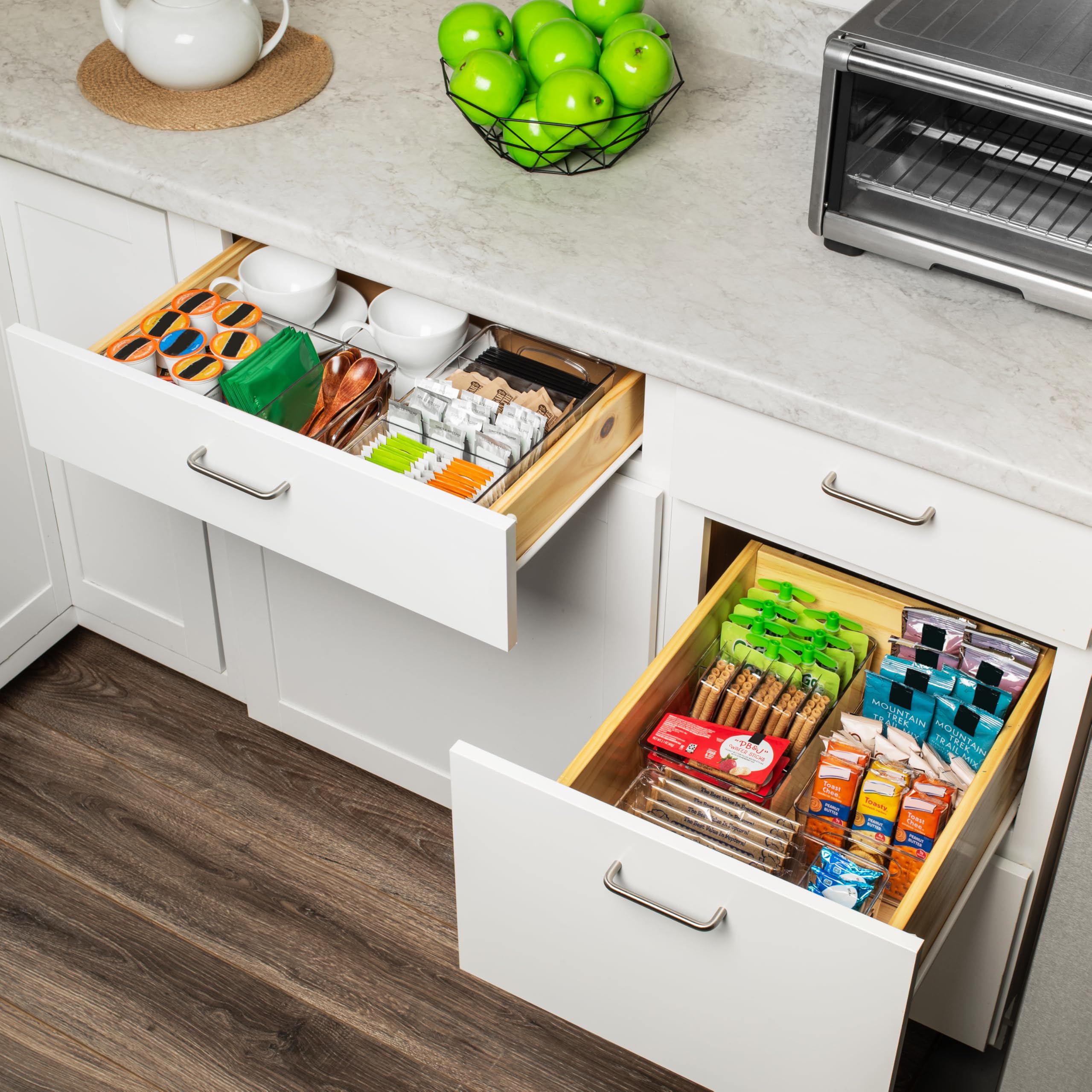ClearSpace Plastic Pantry Organization and Storage Bins with Removable Dividers – XL Perfect Kitchen / Refrigerator/ Cabinet Organizers, 2 Pack