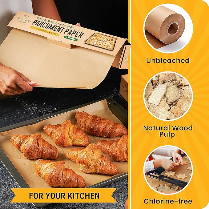 Unbleached Parchment Paper for Baking – 2-Pack 520 Sq.Ft Total