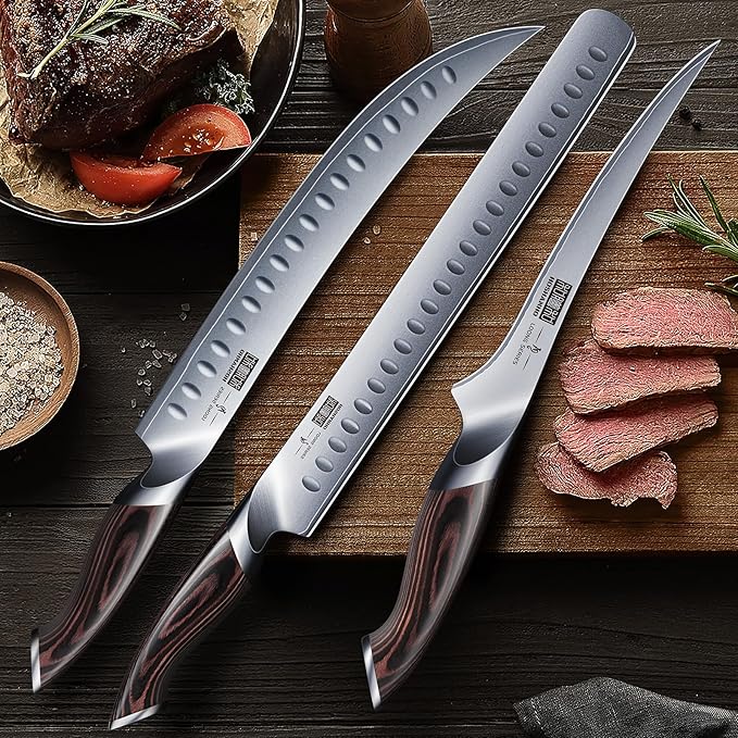 HOSHANHO Carving Knife Set 3PCS, Japanese Brisket Slicing Knife Sets