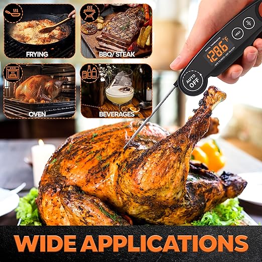 Instant Read Food Thermometer Rechargeable Meat Thermometer Digital Kitchen Thermometer - Fast & Accurate Food Thermometer for Cooking, Grill Thermometer, Birthday Gift for Husband, Dad, Men