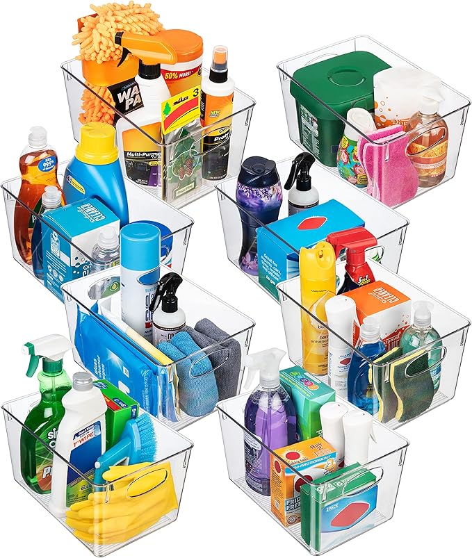 CLEARSPACE Plastic Storage Bins With lids – Perfect Kitchen Fridge Organizer, Pantry Organization, Cabinet Organizers (8 Pack)