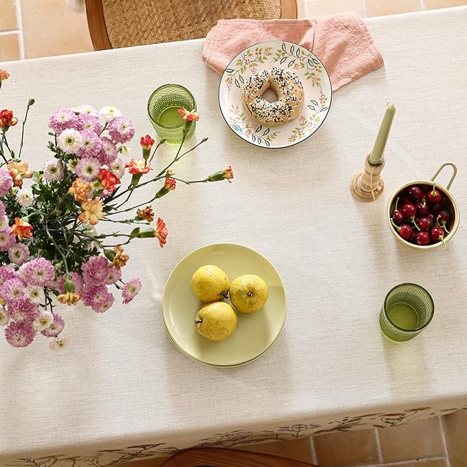 ISAENNE Designer Linen Small Square Tablecloth,55"x55"-Serenity G