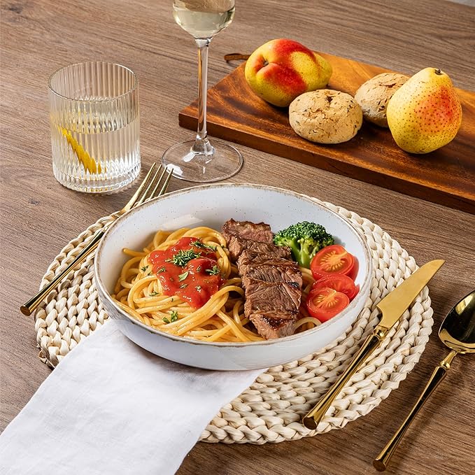 AmorArc Dinnerware Sets for 8, 24 Pieces Ceramic Plates and Bowls Set