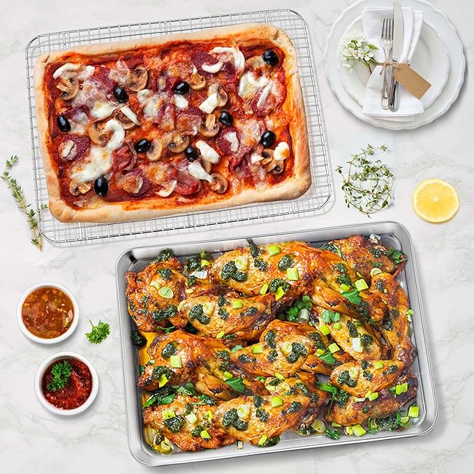 P&P CHEF 16 Inch Baking Sheet Pan and Cooking Rack - 2 Pieces