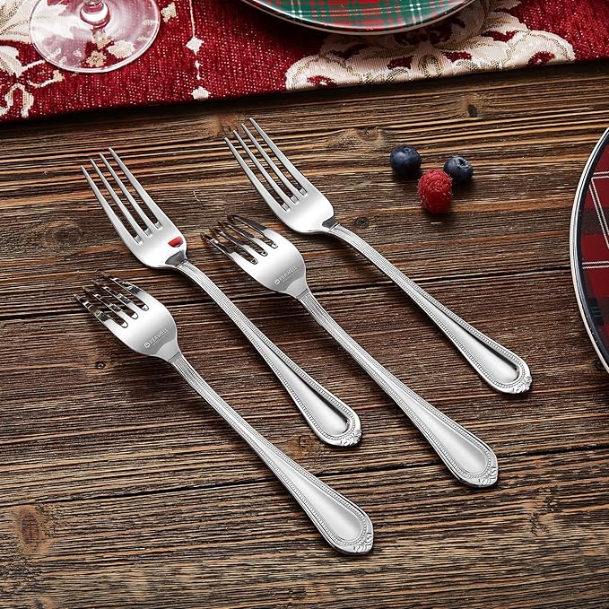 KEAWELL Premium Pearl Edge 4-Piece 7.3-Inch Fork Set (4, 7.3" Salad Forks)