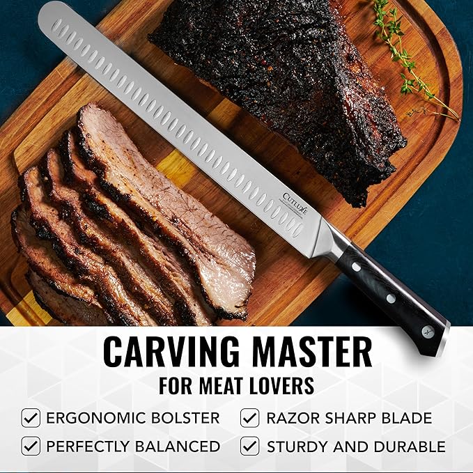 Cutluxe Brisket Knife, 12" Carving & Slicing Knife for Meat & BBQ