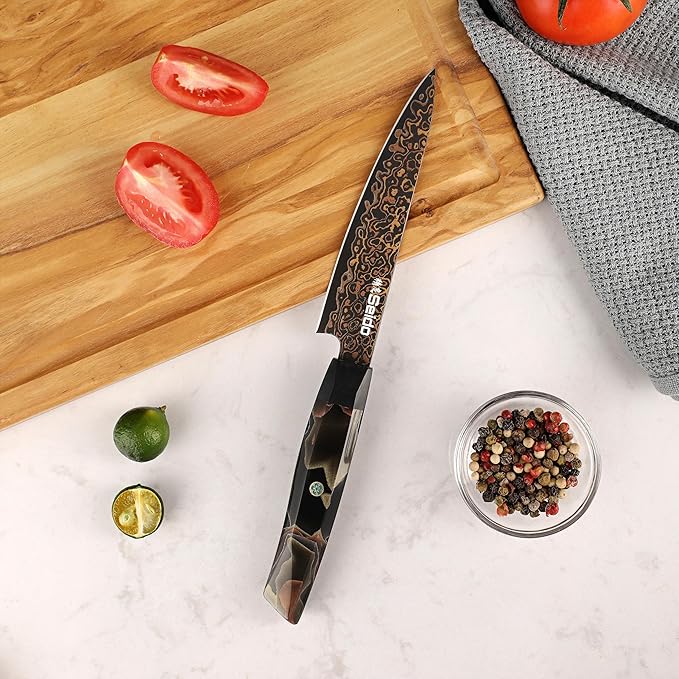 Seido Kurogane 5 Inch Petty Knife, VG10 Damascus Utility Knife