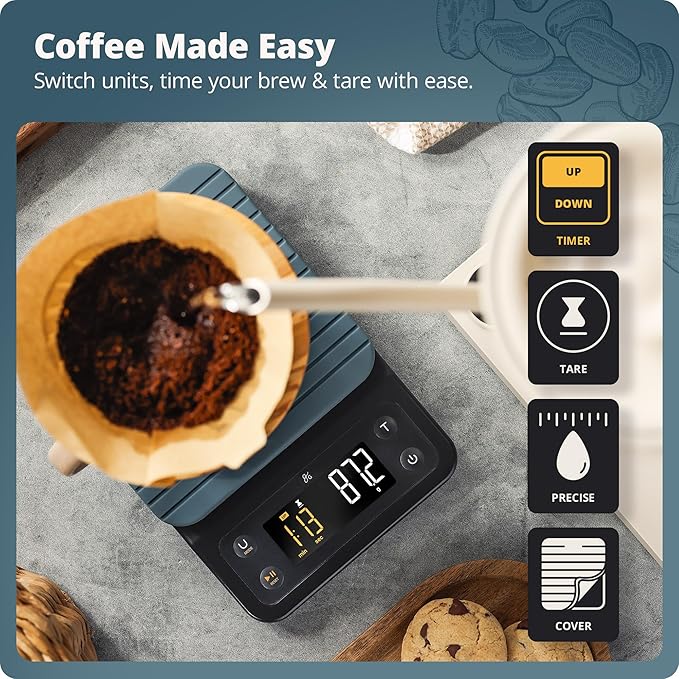 Greater Goods Coffee Scale with Timer, 0.1g Precision for Espresso & Matcha