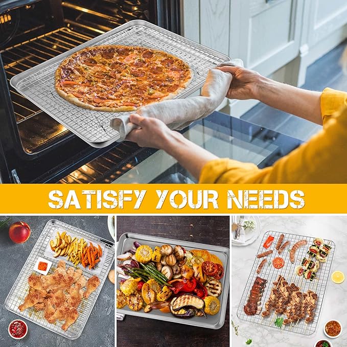 P&P CHEF 17.5 Inch Baking Sheet Pan and Cooking Rack - 2 Pieces