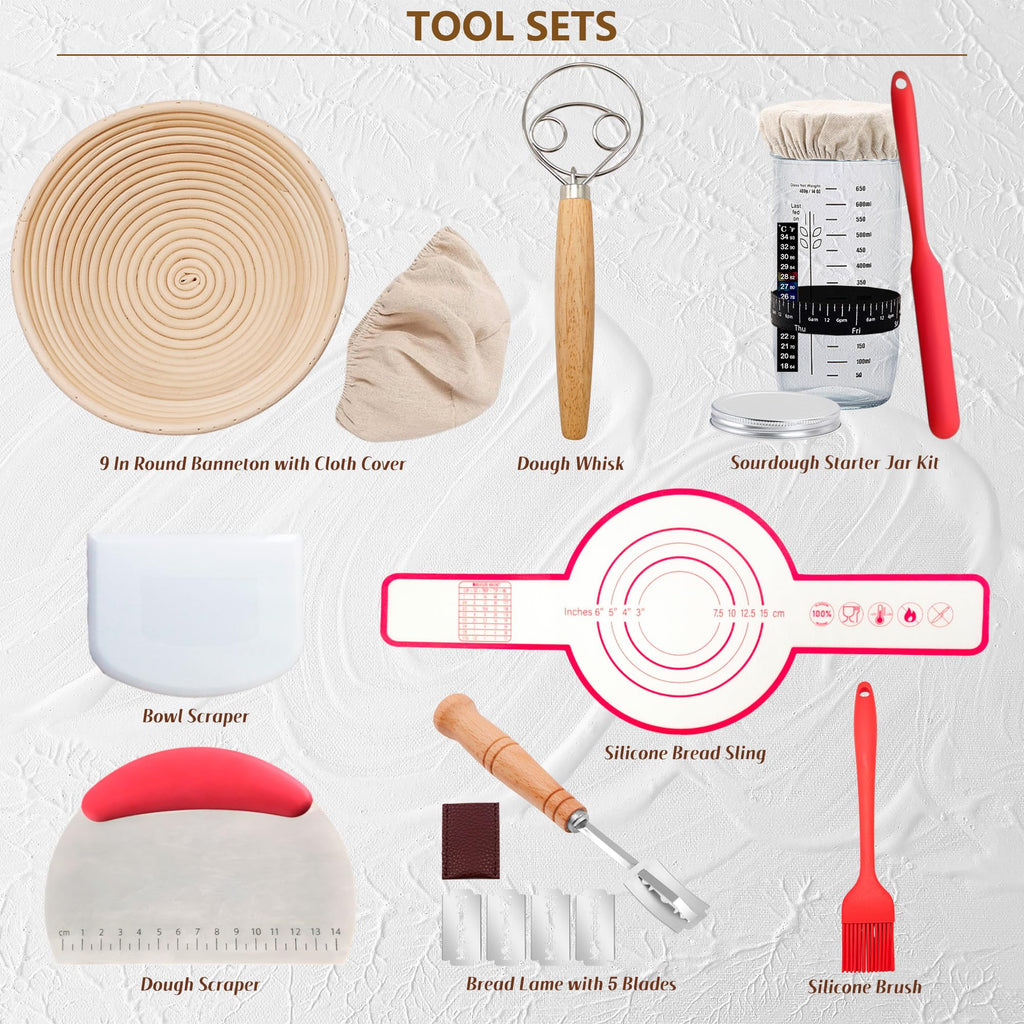 Complete Sourdough Starter Kit, Banneton Bread Proofing Basket