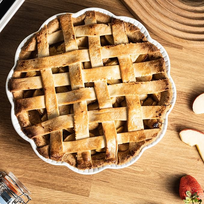 Cormomu Pie Pan for Baking, 9 Inch Ceramic Pie Dish Non-Stick