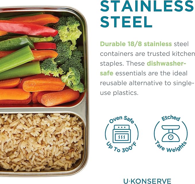 U-Konserve 28 oz Divided 2-Section Stainless Steel Container Teal