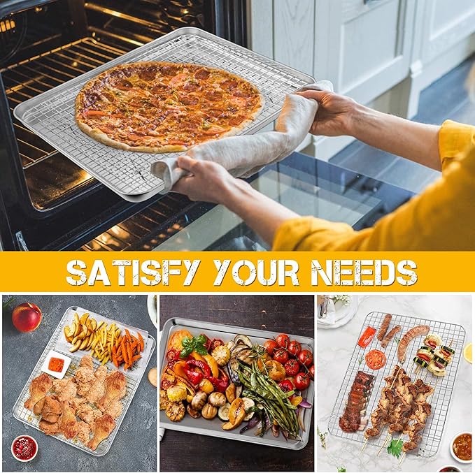 P&P CHEF 16 Inch Baking Sheet Pan and Cooking Rack - 2 Pieces