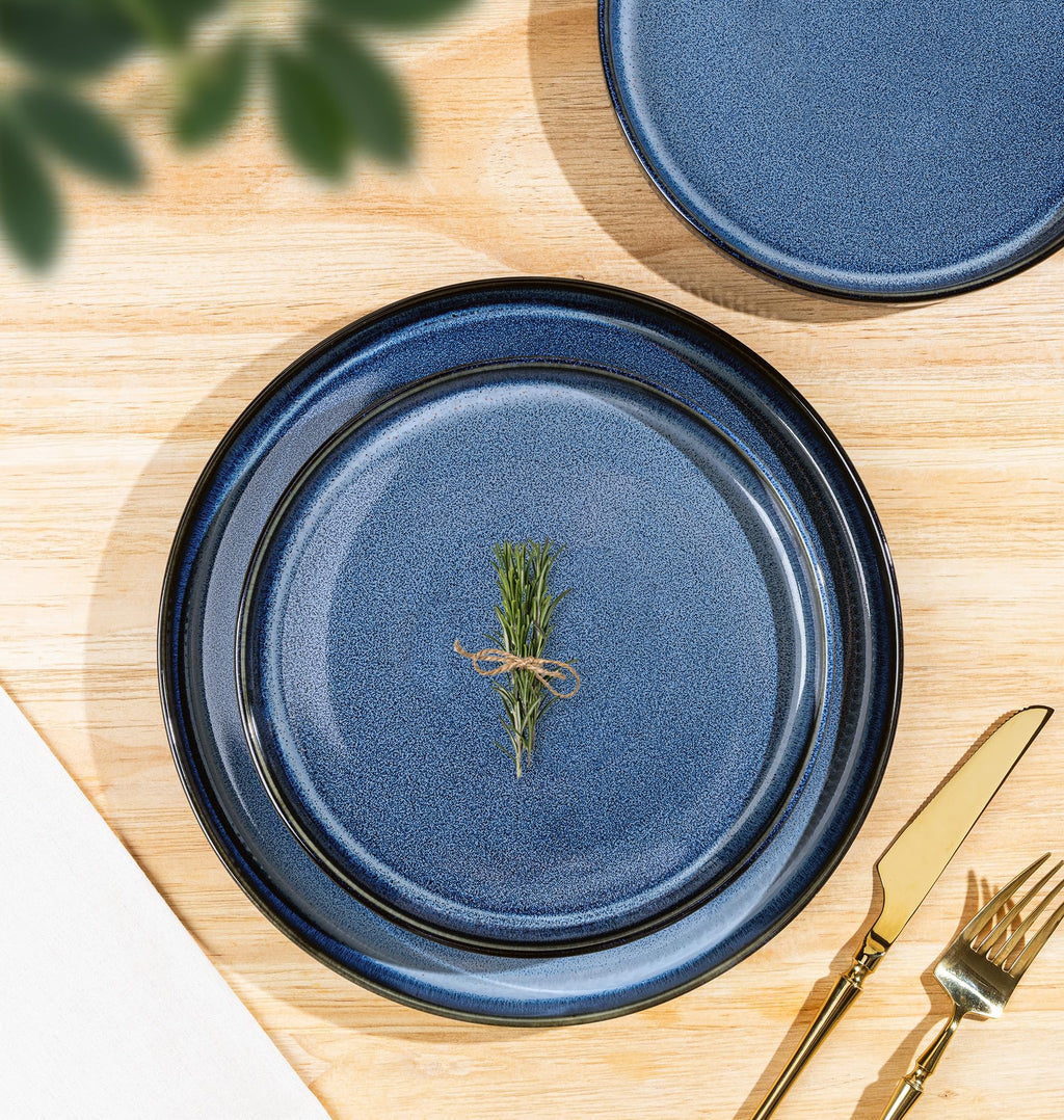 TheTerra Ceramic Dinnerware Set for 8, 24-Piece Plates and Bowls Set