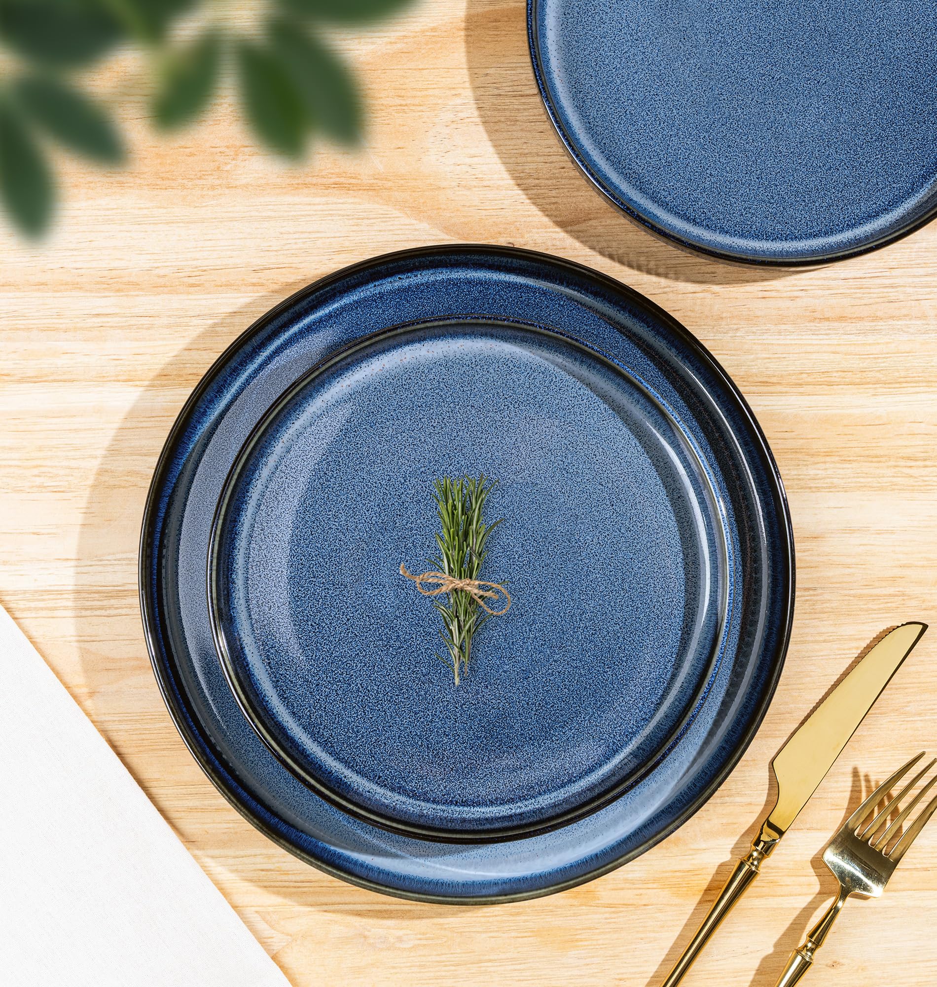 TheTerra Ceramic Dinnerware Set for 8, 24-Piece Plates and Bowls Set