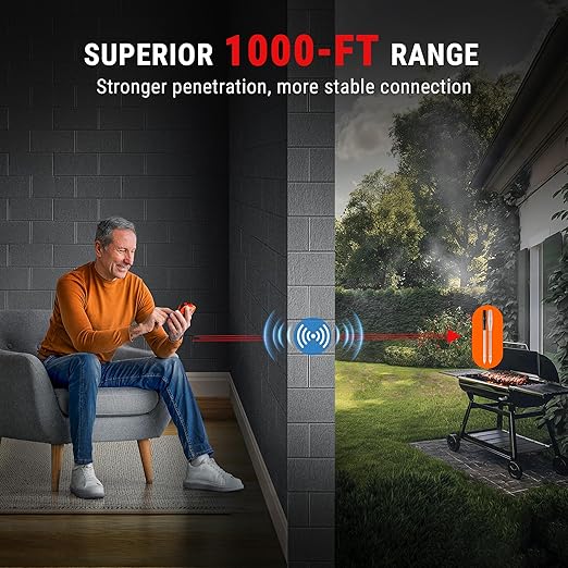 TempPro TempSpike 1000FT Wireless Meat Thermometer Digital with 2 Probes