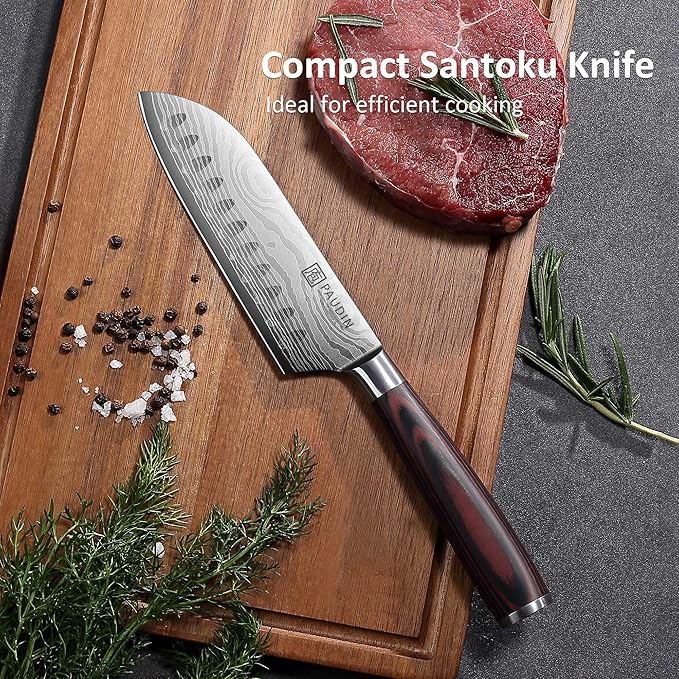 PAUDIN Santoku Knife, 5 inch Chef Knife, Ultra Sharp Kitchen Knife