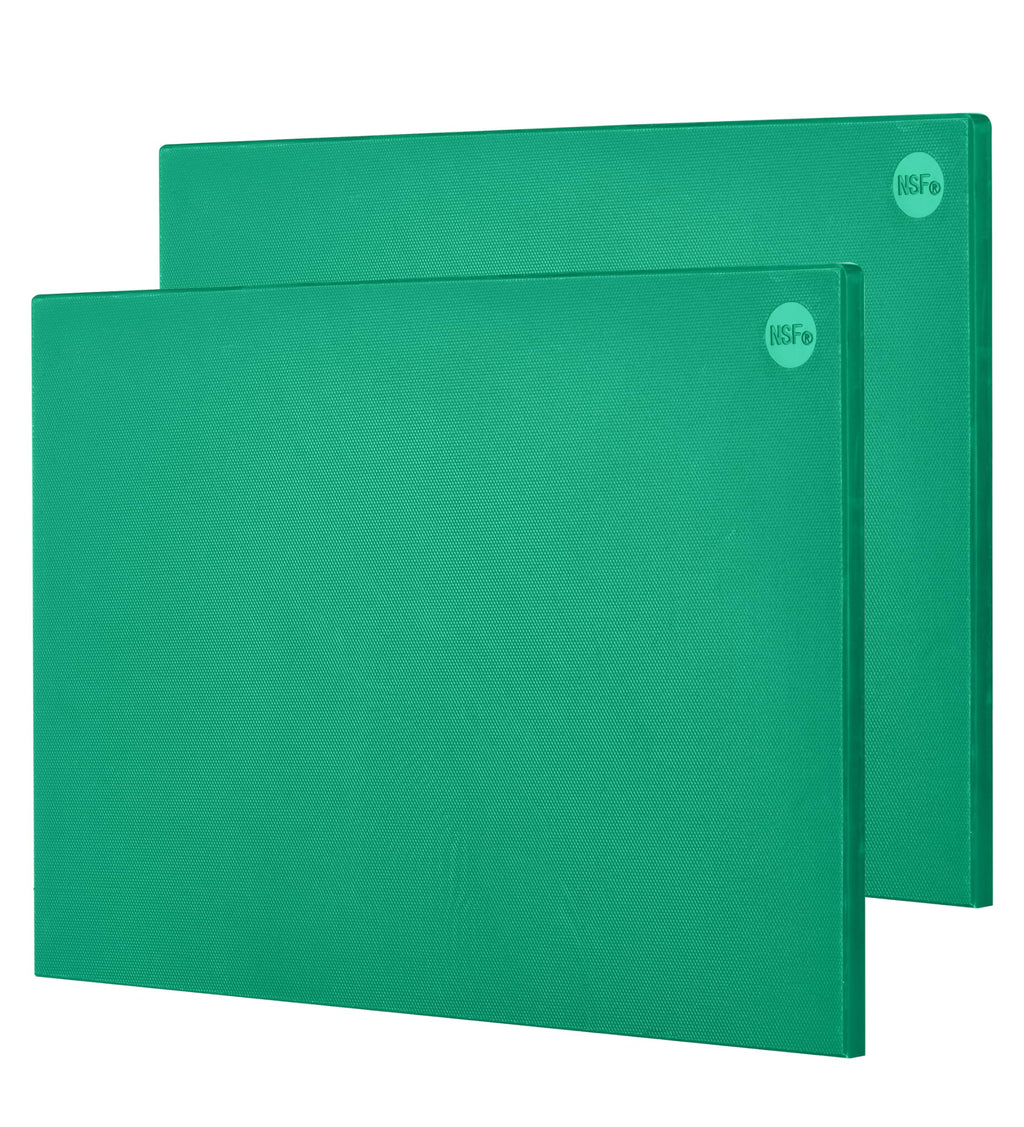 CURTA 2-Pack Green Cutting Boards for Kitchen, 18" x 12" x 0.5" Color Coded Plastic Chopping Board with Anti Slip Surface Dishwasher Safe