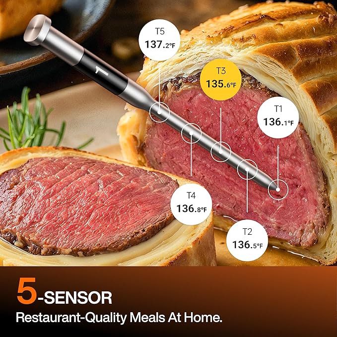 Typhur Sync Oven with Smart AI Wireless Meat Thermometer Probe, 12‑in‑1 Countertop Air Fryer Toaster Oven Combo, 360° Turbo Convection, Dehydrator, Recipe & 5 Accessories, Large 27QT, Stainless Steel