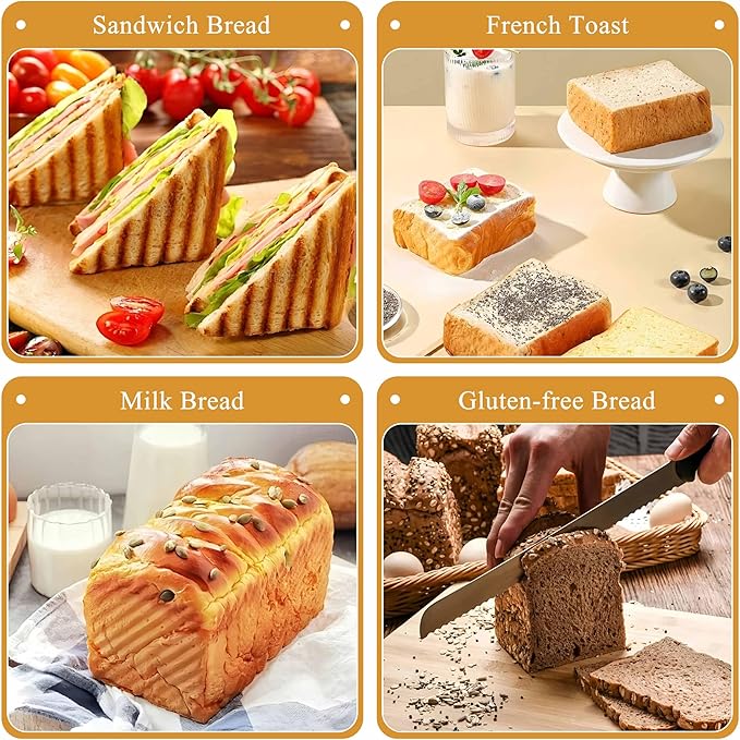 LIANYU 2 Pack Pullman Loaf Pan with Lid, 1 Pound Dough Bread Loaf Pans