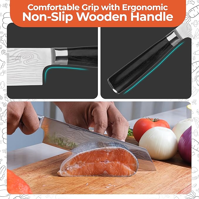 Gidli 8 Inch Chef Knife Set with Diamond Sharpener - Sharp Kitchen Knife