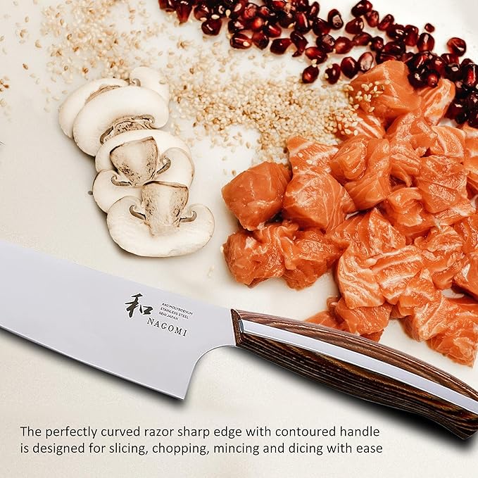 [NAGOMI] 8 inch Chef Knife | Stainless Steel HRC58 Professional Japanese Kitchen Cooking Knife with Ergonomic Handle for Thick Meat and Fish | Stylish Gift Box