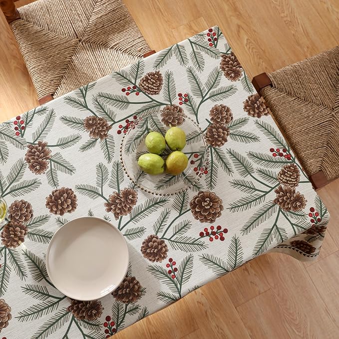 ISAENNE Designer Vintage Linen Rectangular Tablecloth,102"x63"-Carol B