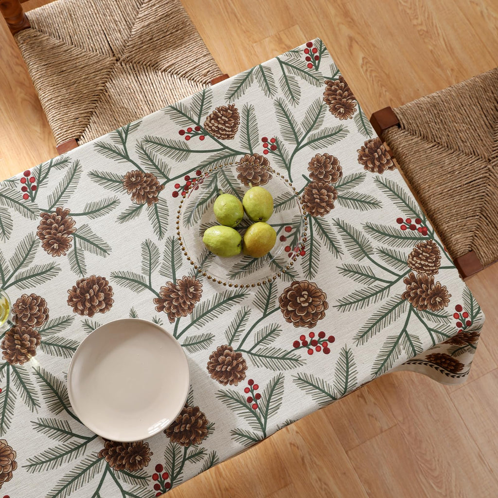 ISAENNE Designer Vintage Linen Rectangular Tablecloth,79"x55"-Carol B
