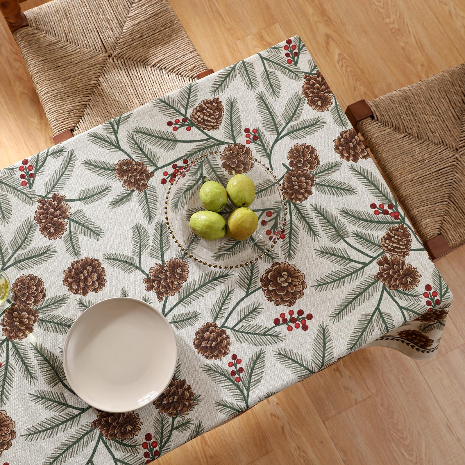 ISAENNE Designer Vintage Linen Rectangular Tablecloth,79"x55"-Carol B