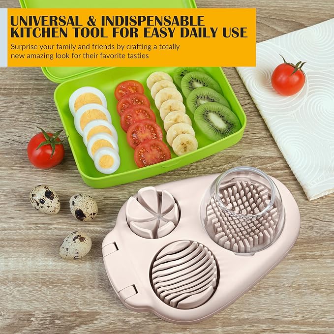 Egg Slicer for Hard Boiled Eggs - 3 Slice Modes Egg Cutter, Dicer, Chopper