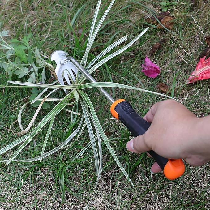 Carrie Rowe Weed Remover Tool,Garden Weed Tool, Portable Garden Weeding Tool for Vegetable Gardening Backyard Farm Planting & Weeding (Rubber Handle)