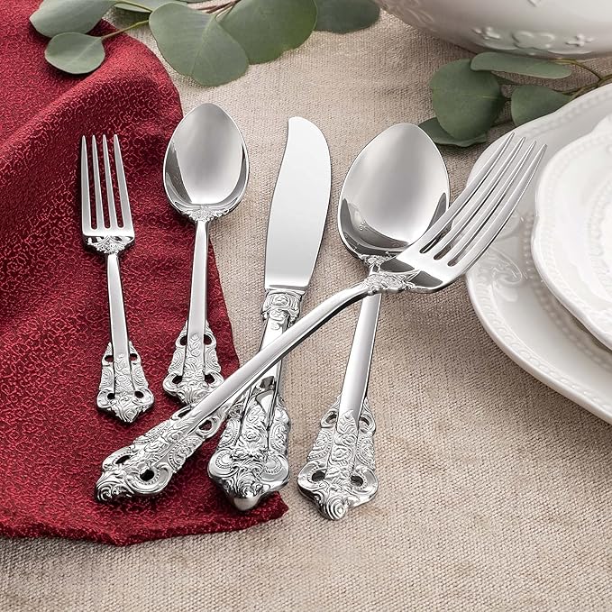 KEAWELL Luxury 20-Piece 18/10 Stainless Steel Flatware Set (Silver)