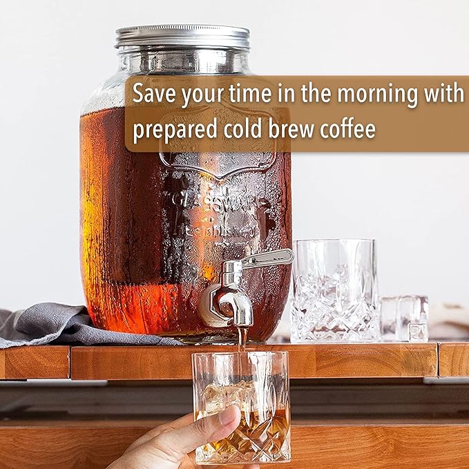 BTaT- 1 Gallon Cold Brew Coffee Maker, Thick Glass Pitcher